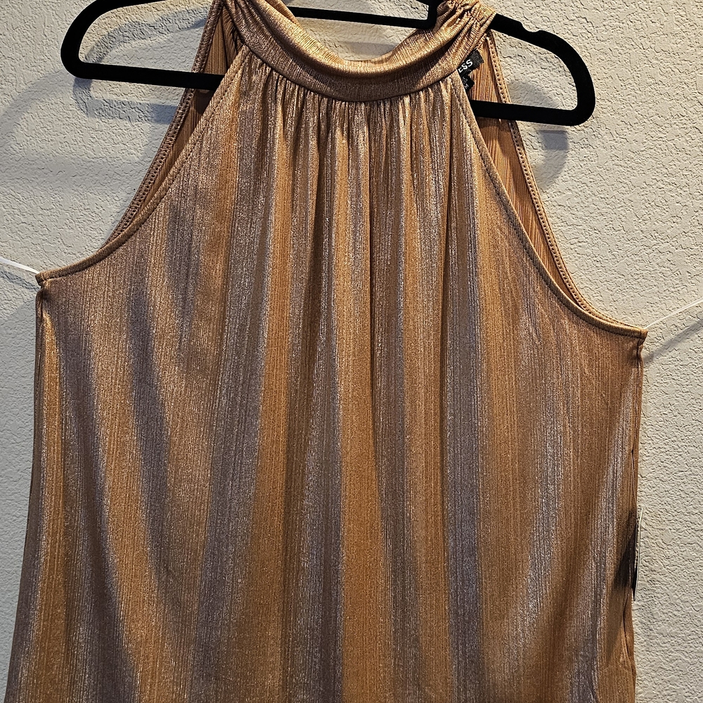 Express Shimmering Gold Halter Blouse